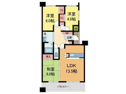 夙川公園ロジュマン(3LDK/7階)の間取り写真