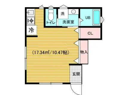 ルノ・ヒバリ(ワンルーム/1階)の間取り写真