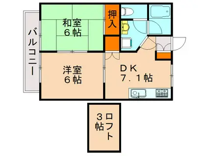 フローラ博多南I・II(2DK/2階)の間取り写真