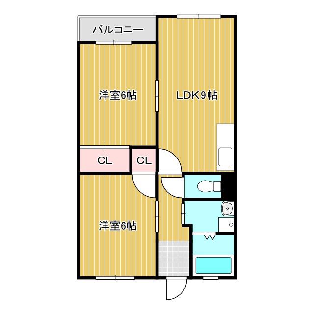 新石生マンション(2LDK/3階)の間取り写真