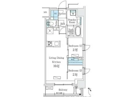 URBAN BREEZE 巣鴨(1LDK/8階)の間取り写真