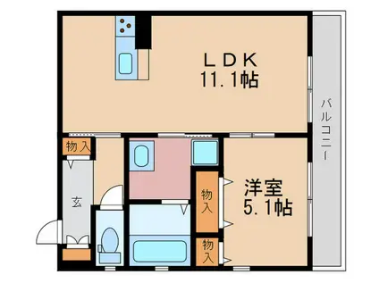 CARRE HEUREUX GOJO(1LDK/2階)の間取り写真