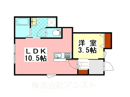 上三緒アパート B棟(1LDK/1階)の間取り写真