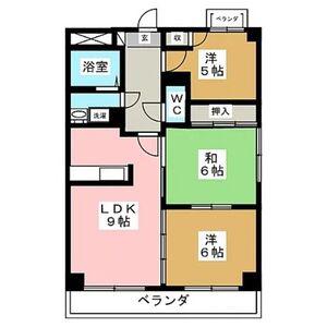 旭丘ハイツ(3DK/3階)の間取り写真