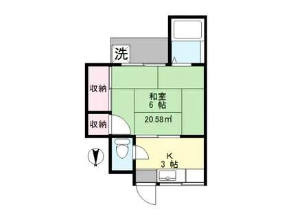 第三コーポ(1K/2階)の間取り写真