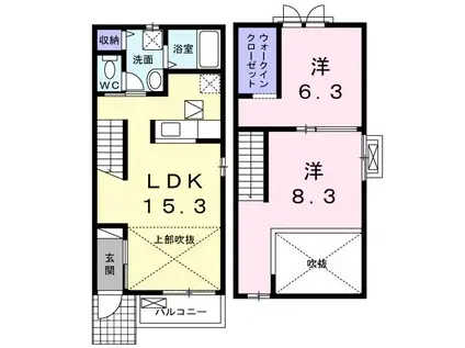 ウォルナット(2LDK/1階)の間取り写真