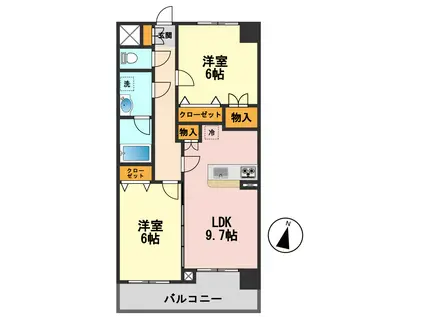 パルクヴェール(2DK/3階)の間取り写真