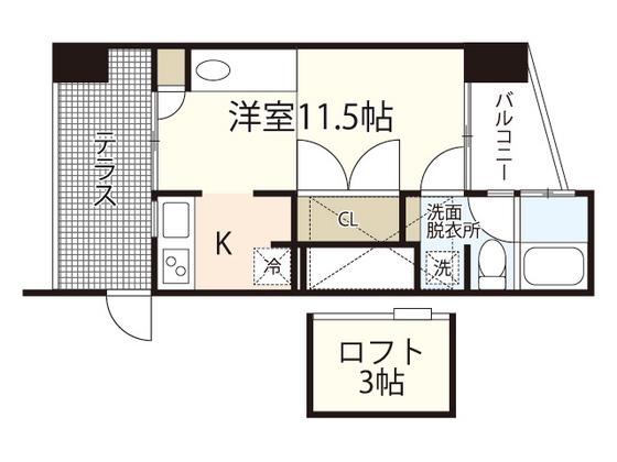 広島電鉄江波線 舟入幸町駅 徒歩2分 9階建 築22年(ワンルーム/3階)の間取り写真