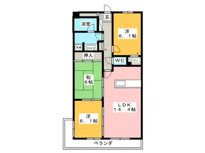 ネオハイツ元町(3LDK/6階)の間取り写真