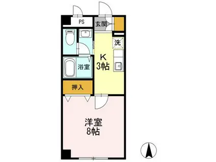 アバンウェル細貝(1K/4階)の間取り写真