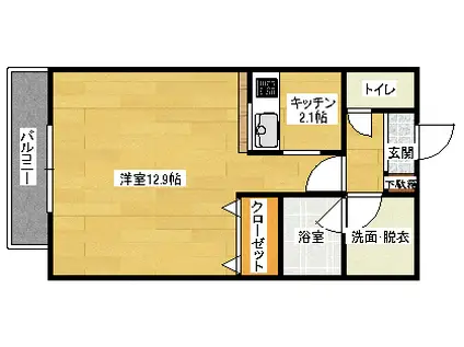 広島高速交通アストラムライン 古市駅(広島) 徒歩9分 3階建 築24年(1K/1階)の間取り写真