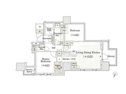 パークホームズ日本橋時の鐘通(2LDK/12階)の間取り写真