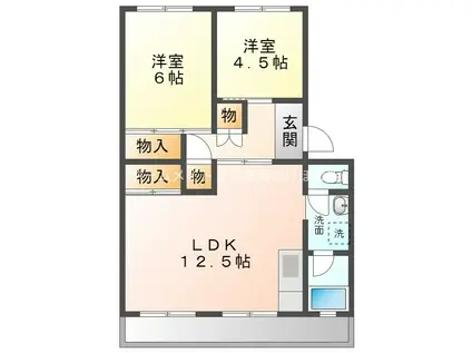 ＪＲ東海道本線 豊橋駅 バス乗車時間：19分 最寄りバス停で下車 徒歩3分 3階建 築50年(2LDK/2階)の間取り写真