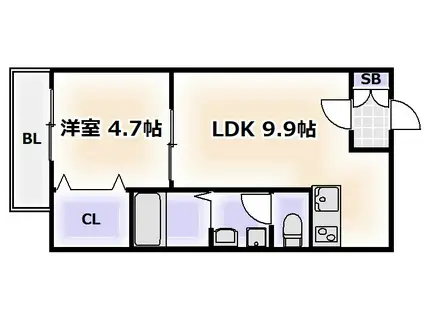 エトワール阿倍野(1LDK/3階)の間取り写真