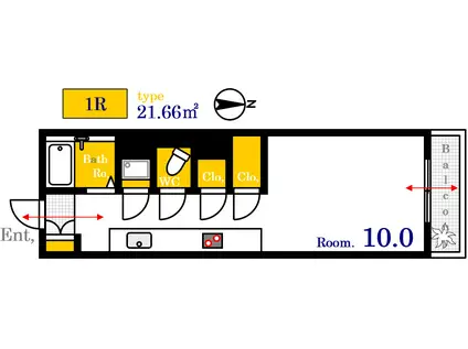 アーバンルーム本川(ワンルーム/2階)の間取り写真