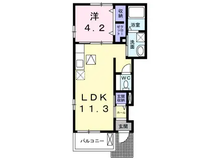 グランジェ N(1LDK/1階)の間取り写真