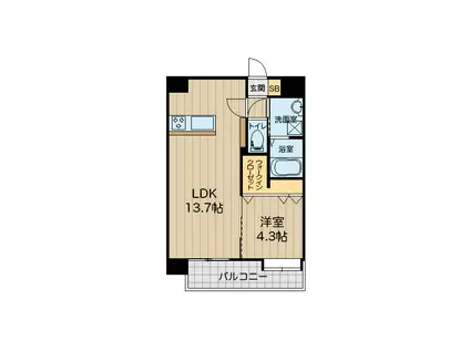 八王寺ツインタワーイースト(1LDK/3階)の間取り写真