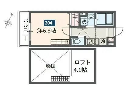 MELDIA岩槻VI(1K/2階)の間取り写真