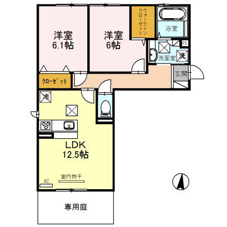 メゾンシャトー神照(2LDK/1階)の間取り写真