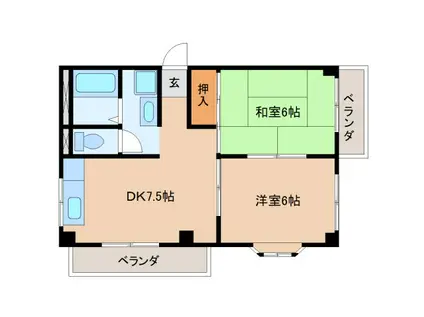 メゾンたかまど(2DK/2階)の間取り写真