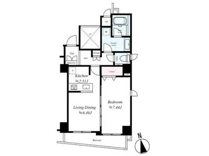 グランステューディオ市ヶ谷薬王寺II(1LDK/4階)の間取り写真