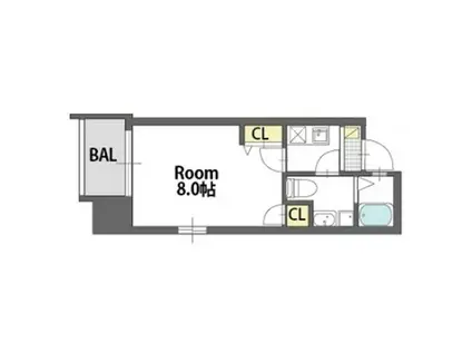 ドゥエリング天満(1K/4階)の間取り写真