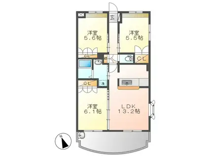 スターマンション神田(3LDK/2階)の間取り写真