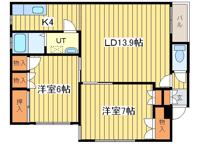 ノースパーク27(2LDK/2階)の間取り写真