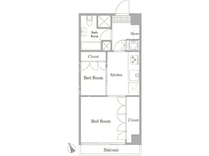 秀和三田綱町レジデンス(1LDK/2階)の間取り写真