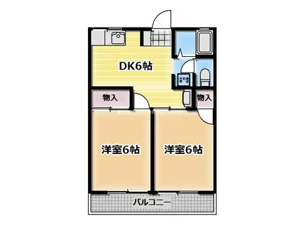 シティハイムセルティア B棟(2DK/1階)の間取り写真