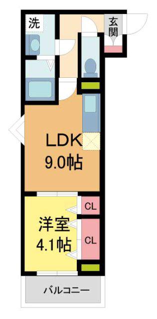 シエーナ川西中央3(1LDK/2階)の間取り写真