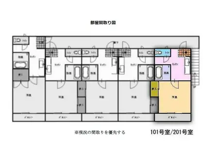 ラポールA(1K/2階)の間取り写真