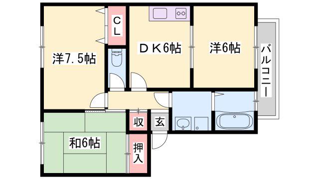 ウィズガーデン(3DK/2階)の間取り写真