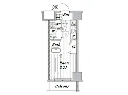 メイクスデザイン川崎(1K/8階)の間取り写真