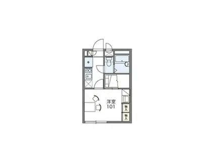 Kイング(1K/2階)の間取り写真