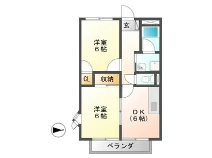 フォンターナ A(2DK/1階)の間取り写真