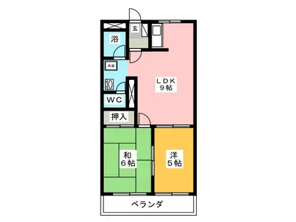 ロイヤル花水木(2LDK/1階)の間取り写真