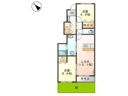 レ・フルール 2LDKN(2LDK/1階)の間取り写真