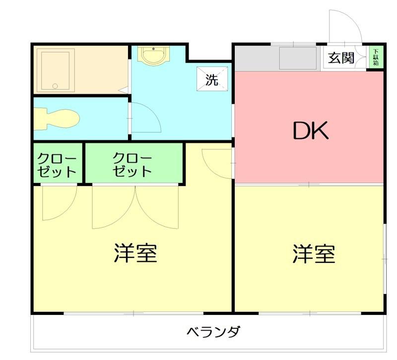 コスモスNO.3(2DK/1階)の間取り写真