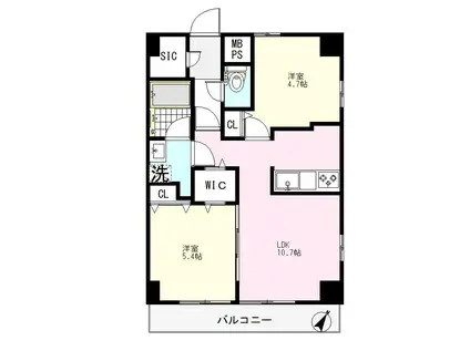 オーキッドガーデン寺谷(2LDK/1階)の間取り写真