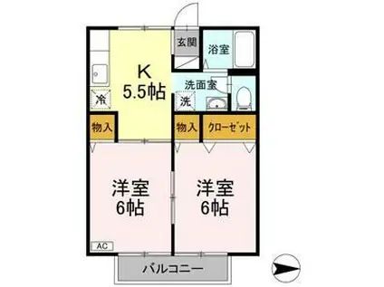 アンシャンテ川之江(2K/2階)の間取り写真