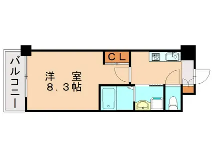 エルザグランツ戸畑千防(1K/3階)の間取り写真