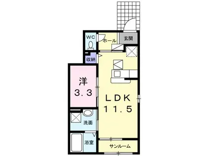 ヴィラ・ルピナス(1LDK/1階)の間取り写真