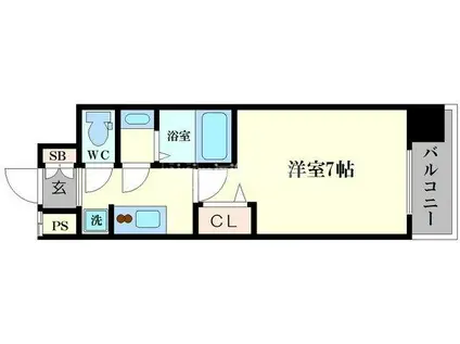 プレミアムコート阿波座ウエスト(1K/6階)の間取り写真