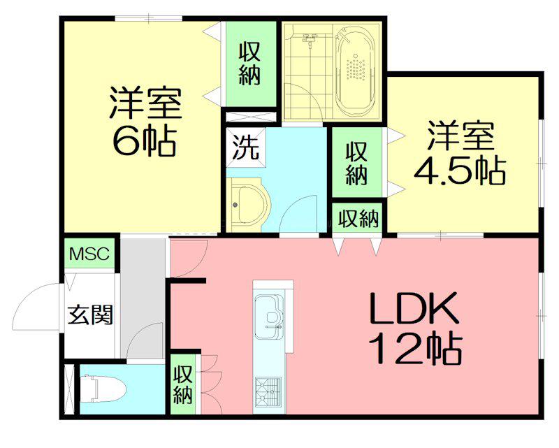 YS F RESIDENCE II(2LDK/1階)の間取り写真