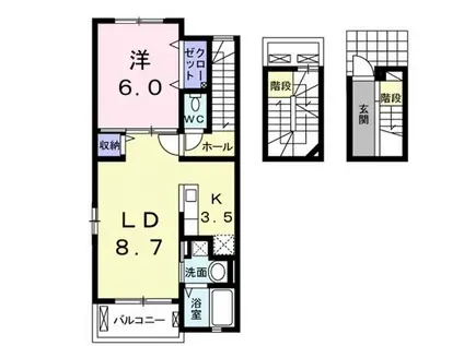 KESHIKI(1LDK/3階)の間取り写真