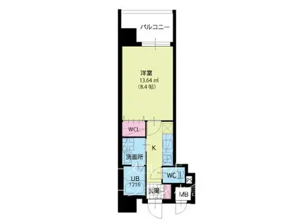 アースコートYSシティ香春口増築(1K/3階)の間取り写真