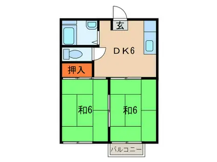 コスモハイツA(2DK/2階)の間取り写真