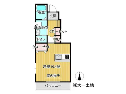 コンフォートルーチェ A(1K/1階)の間取り写真