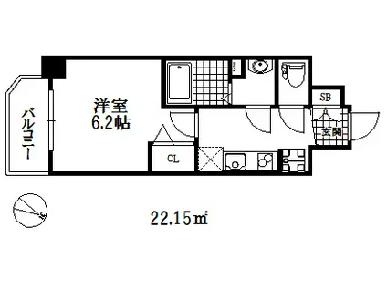 レゲスタ神戸ガーデンパレス(1K/11階)の間取り写真